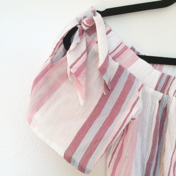 Olive & Stripe Off The Shoulder Top - Picture 2 of 7